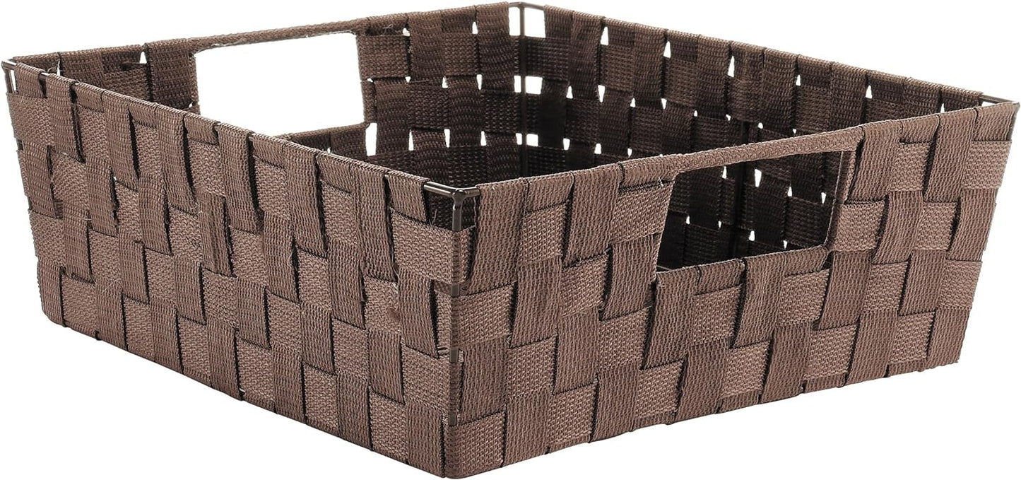 Whitmor Woven Strap Shelf Storage Tote Basket - Java 13 by 15 by 5"
