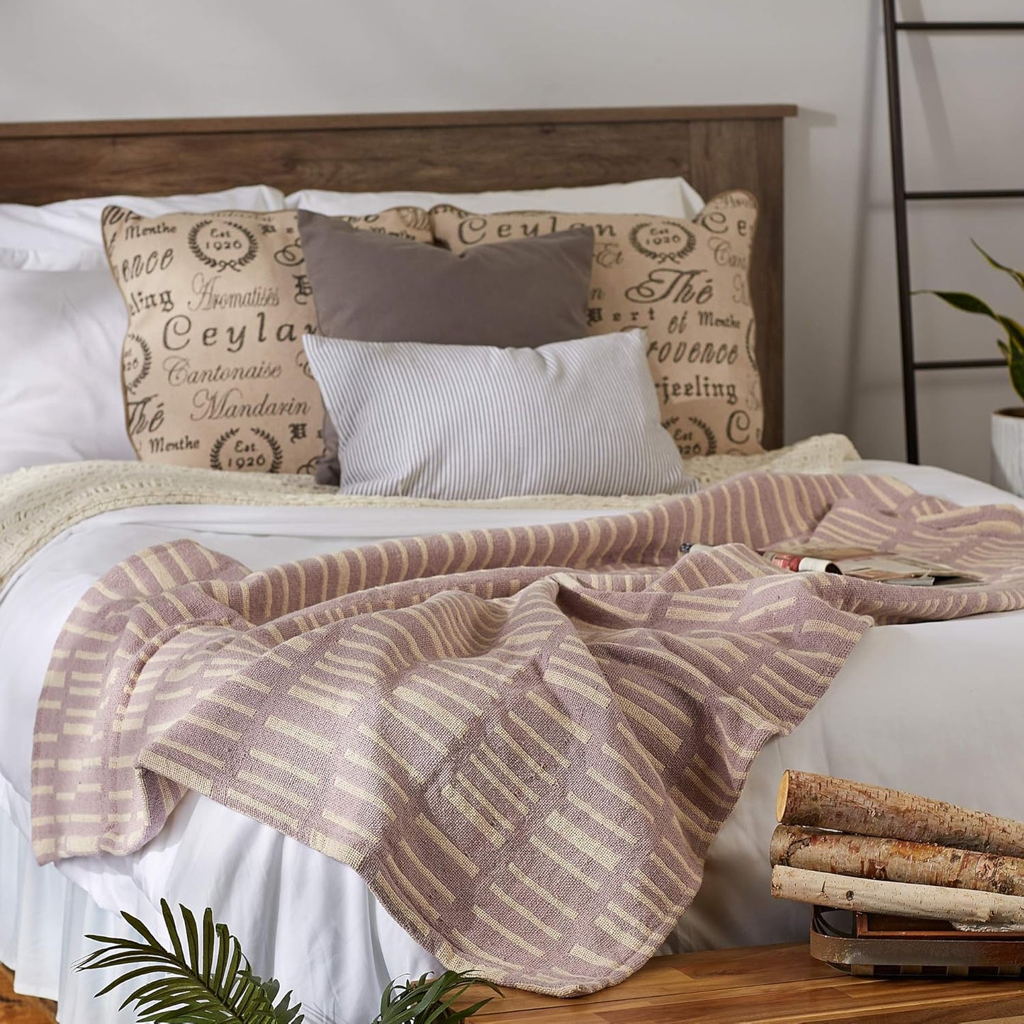 DII Urban Geometric Collection Cotton Throw Blanket, 50x60, Dusty Lilac