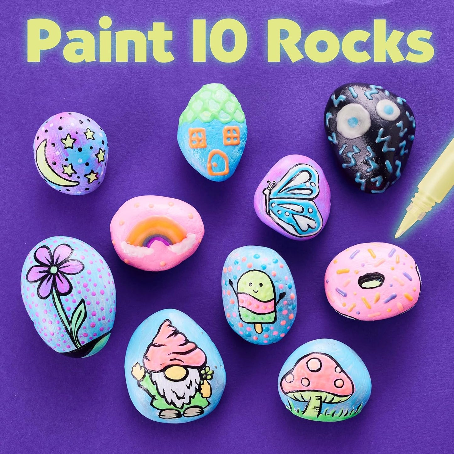 Creativity for Kids Rock Painting Kit - Glow in the Dark Rock Kit: Crafts for Kids, Painting Rocks Arts and Crafts, Kids Gift (Ages 6+)
