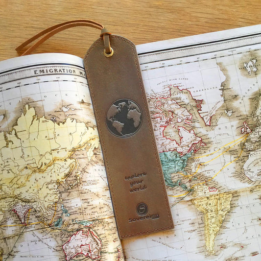 Leather Bookmark Handmade with World Map Design - 2 Genuine Leather Book Marks - Perfect Bookmarks for Men Women and Kids | Great Book Lovers Gift for Bookworms Writers and Explorer Friends