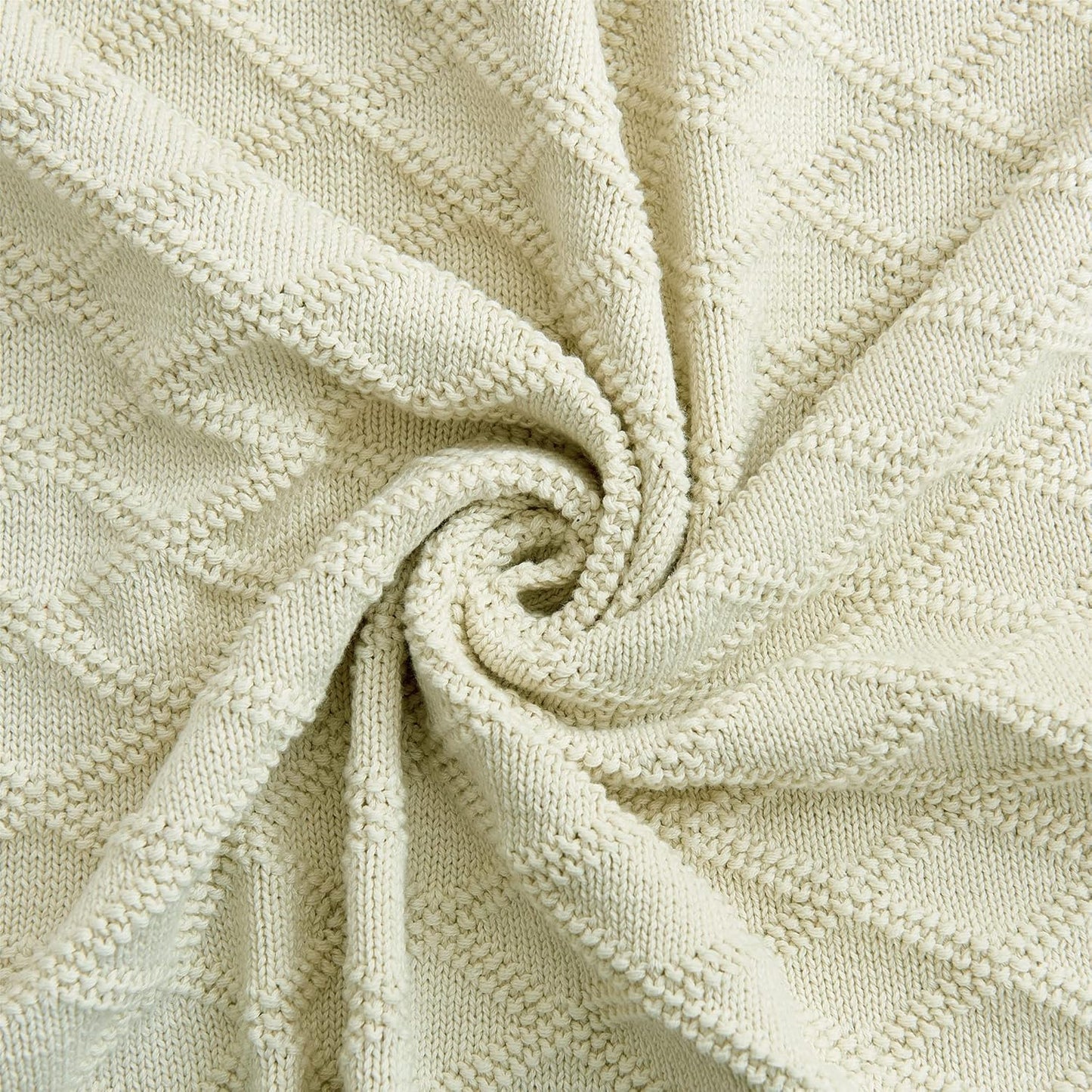Longhui bedding Cotton Cable Knit Throw Blanket for Couch Chairs Beach Sofa, Home Beige Decorative Blanket, Cream 50 x 60 inches