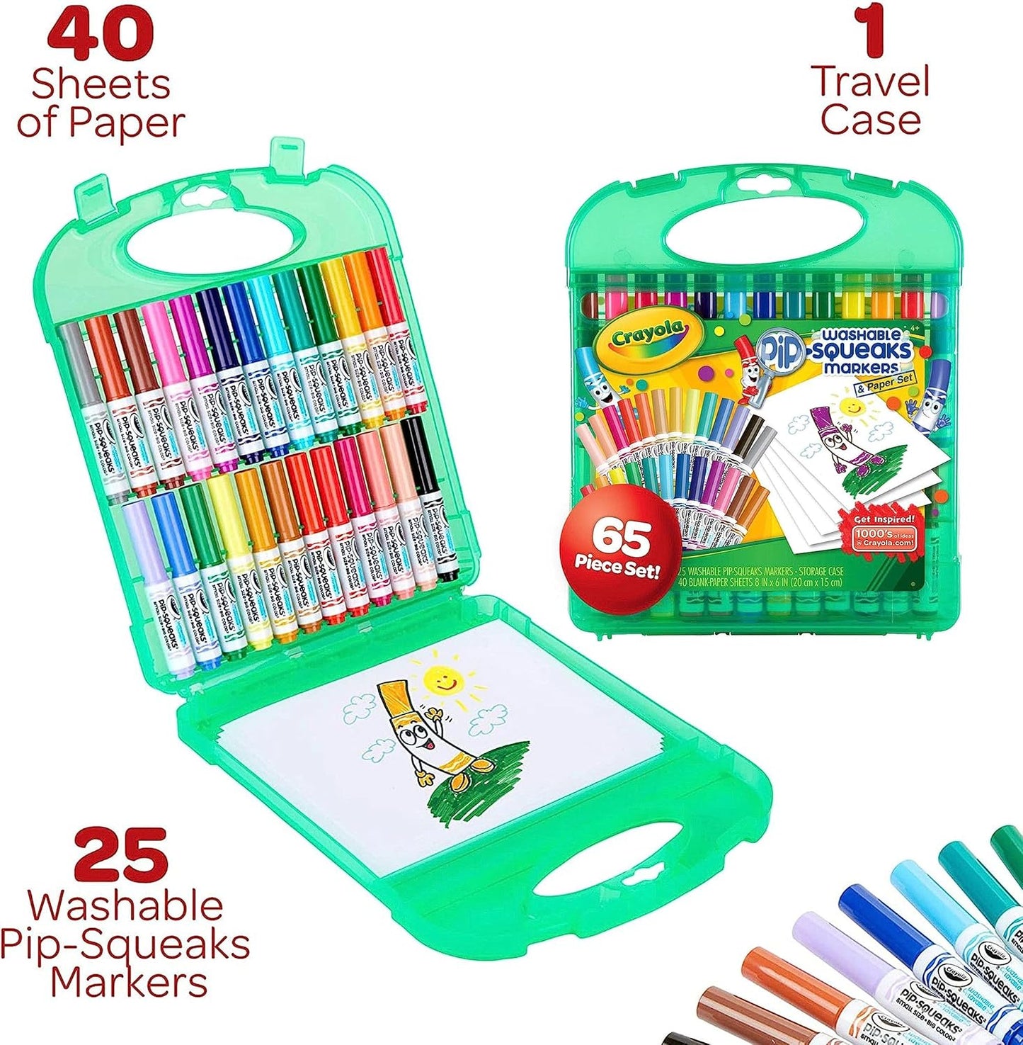 Crayola Pip-Squeaks Washable Marker Set (65ct), Essential Easter Basket Stuffers, Coloring Set, Drawing Art Supplies for Kids, Spring Craft Kit, Travel Activity, Gifts for Kids
