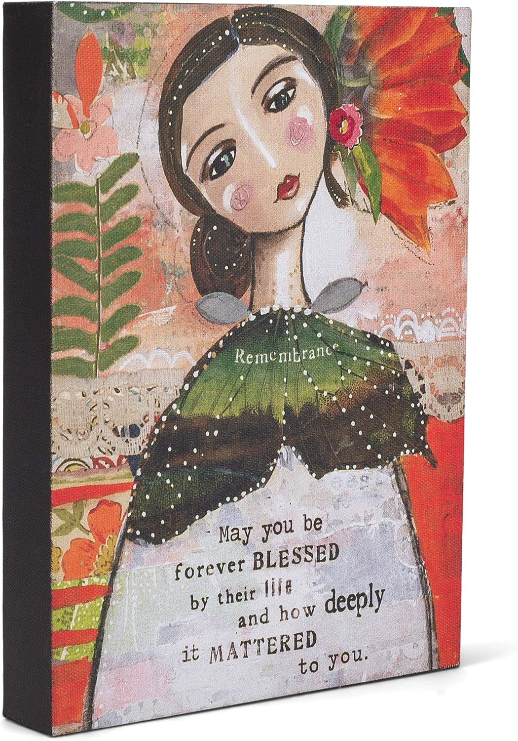 DEMDACO Forever Blessed Floral Red 8 x 6 Wood and Canvas Decorative Wall Art Sign