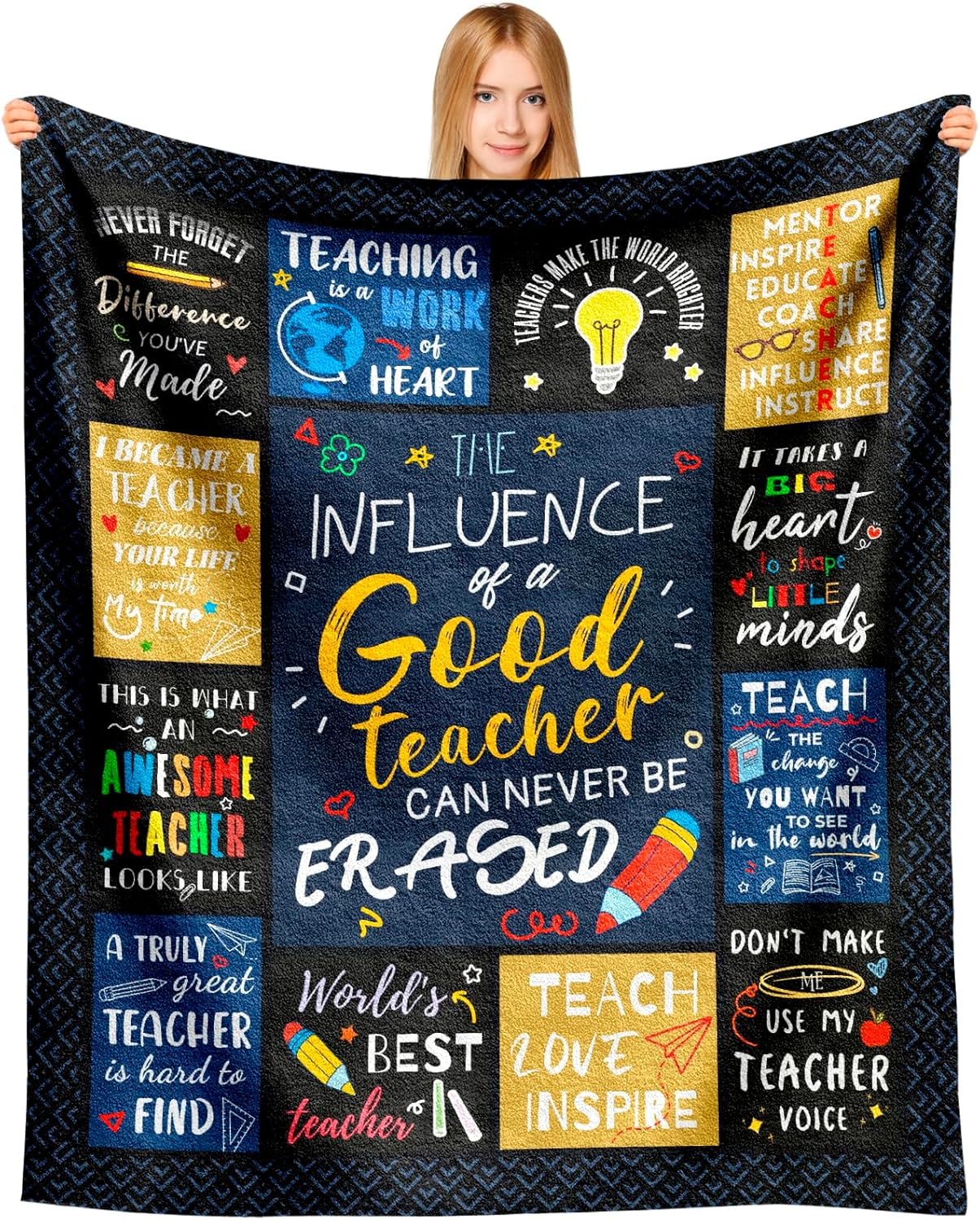 Teacher Appreciation Gifts for Women Men, Teacher Gifts Blanket 60" x 50", Thank You Back to School Teachers Gifts from Students, Birthday Retirement Graduation End of Year Gift for Teachers