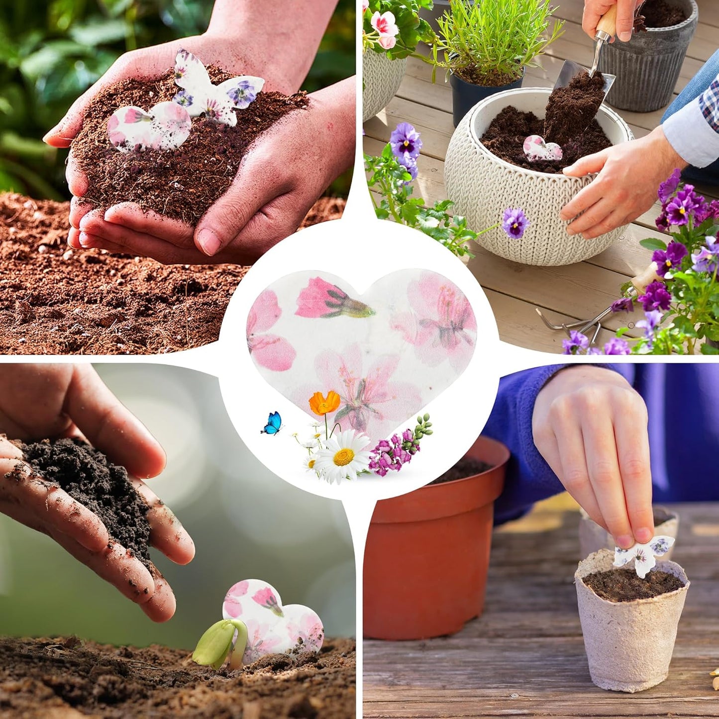 48PCS Plantable Seed Paper Hearts & Butterflies – Wildflower Embedded Paper, Unique Gifts for Mothers, Garden Lovers, Weddings, Bridal Showers, Birthdays & Special Celebrations