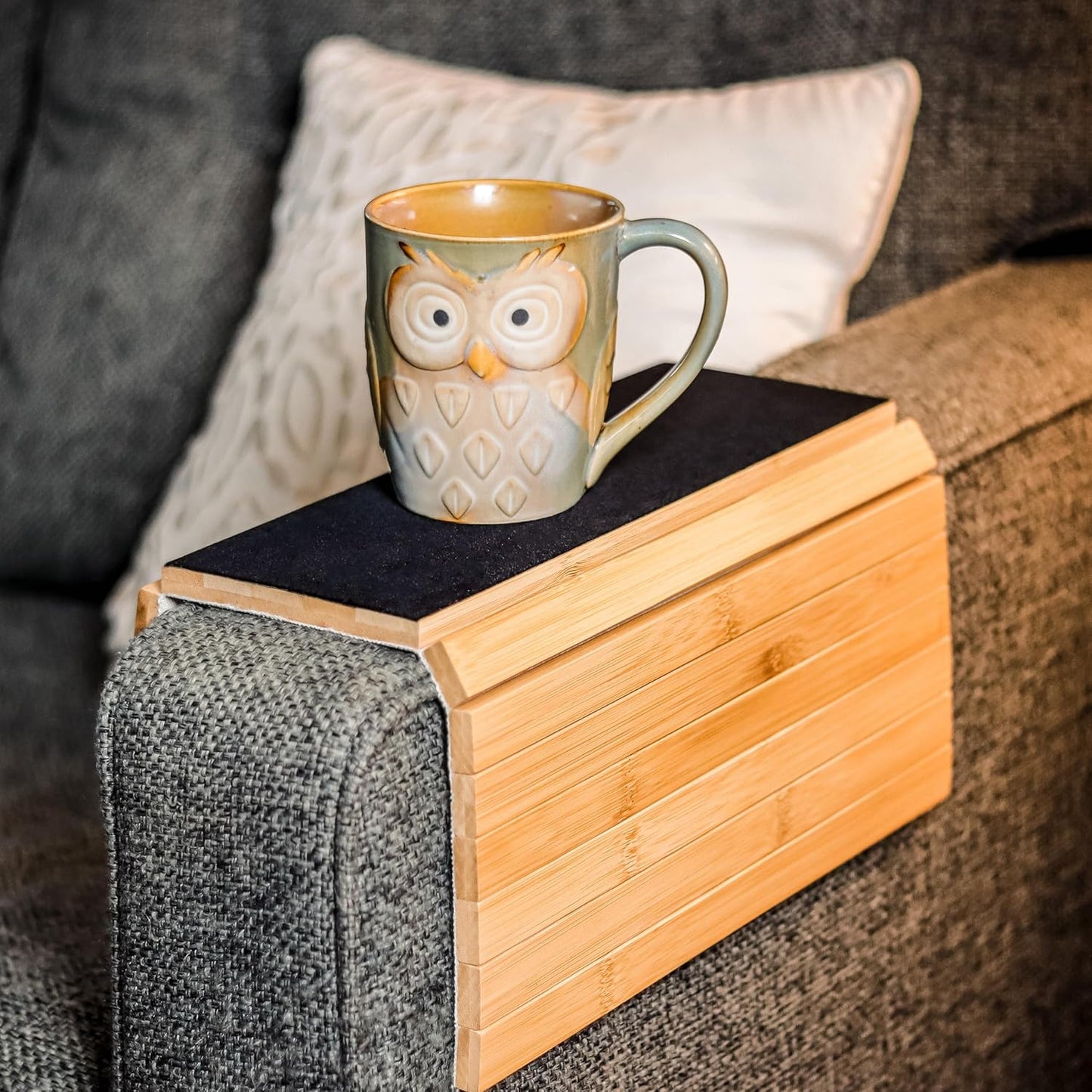 Trademark Innovations Sofa Arm Tray Couch Table Tray Couch Arm Cup Holder Couch Caddy with Cup Holder