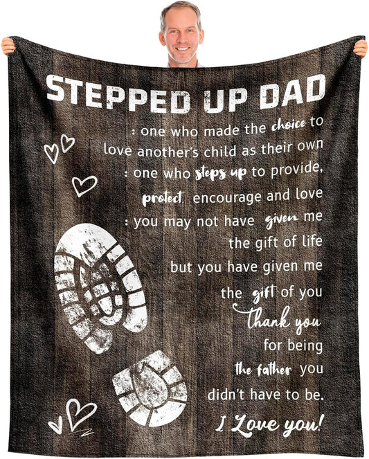 Christmas Step Dad Gifts, Bonus Dad Gifts Blanket 60" x 50", Birthday Gifts for Stepdad from Daughter, Stepped Up Dads Gifts, Step Father Gifts from Son, Gifts for Stepfather