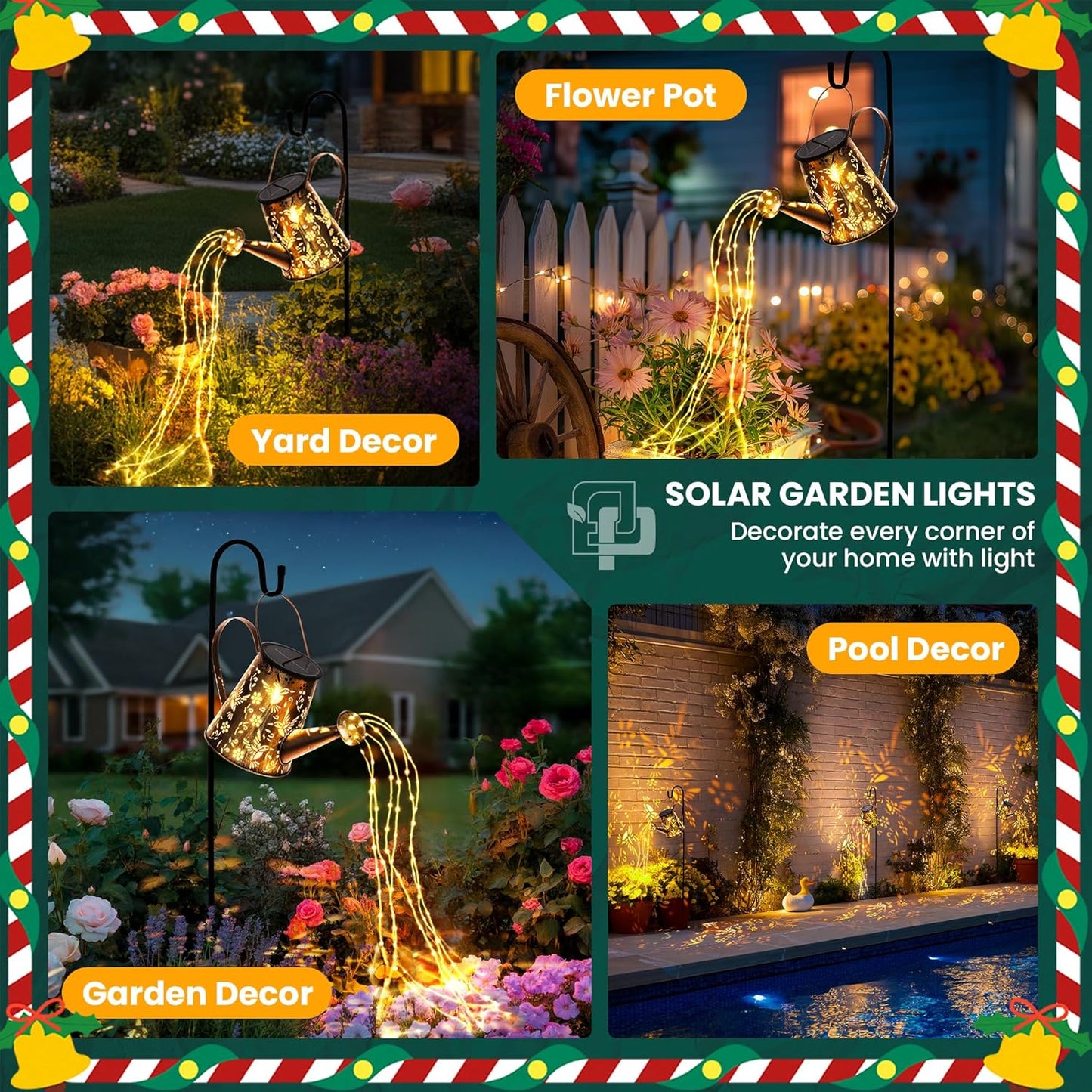Solar Lights Outdoor Garden Decor, Large Lanterns Watering Can Lights Gardening Gifts for Mom Women Grandma Birthday, Hanging Lights Outdoor Decoration for Yard Porch Patio Backyard