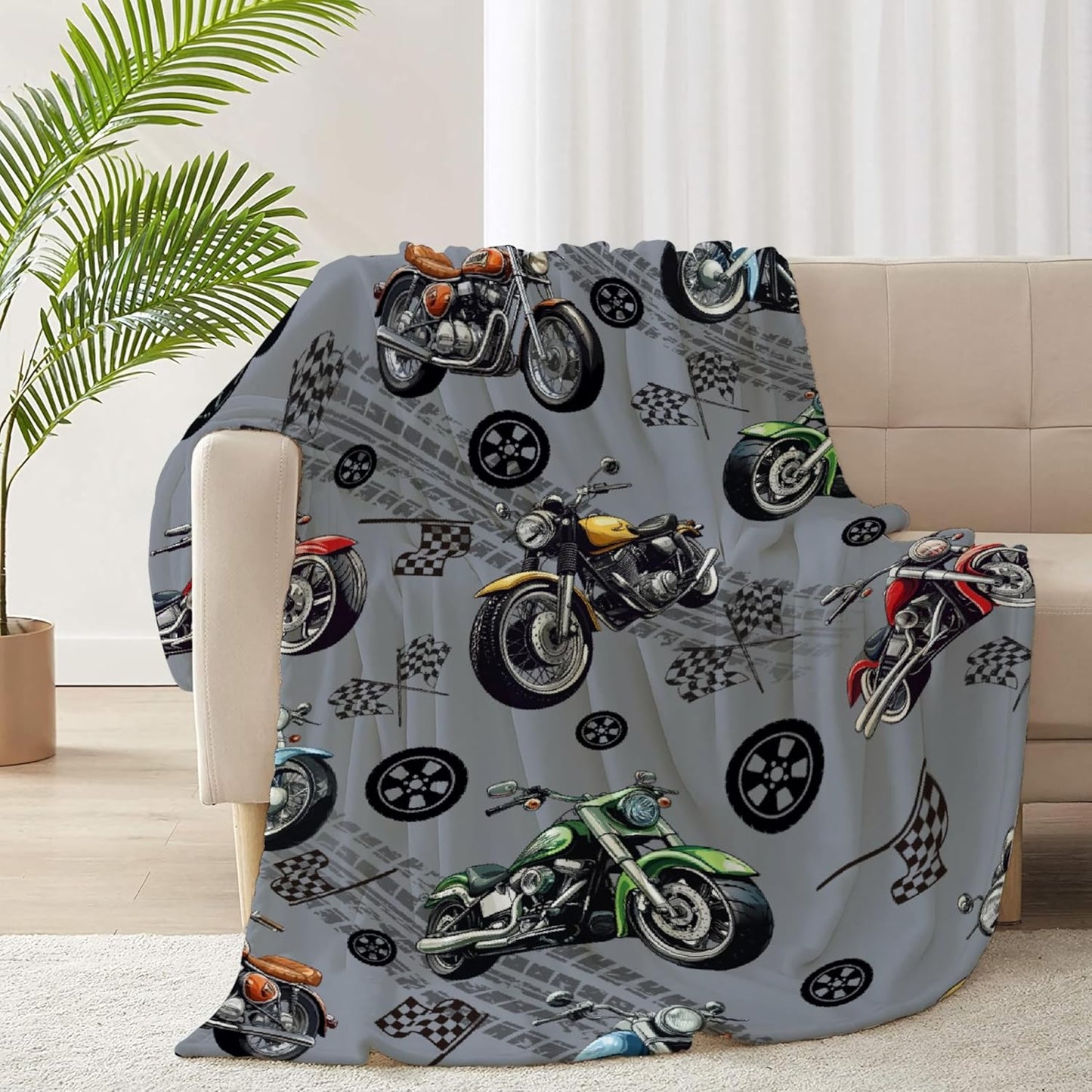 Motorcycle Blanket，Dirt Bike Blanket，Soft Cozy Lightweight Throws Gifts for Truck Lovers & Boys 40x50 Inch for Kid