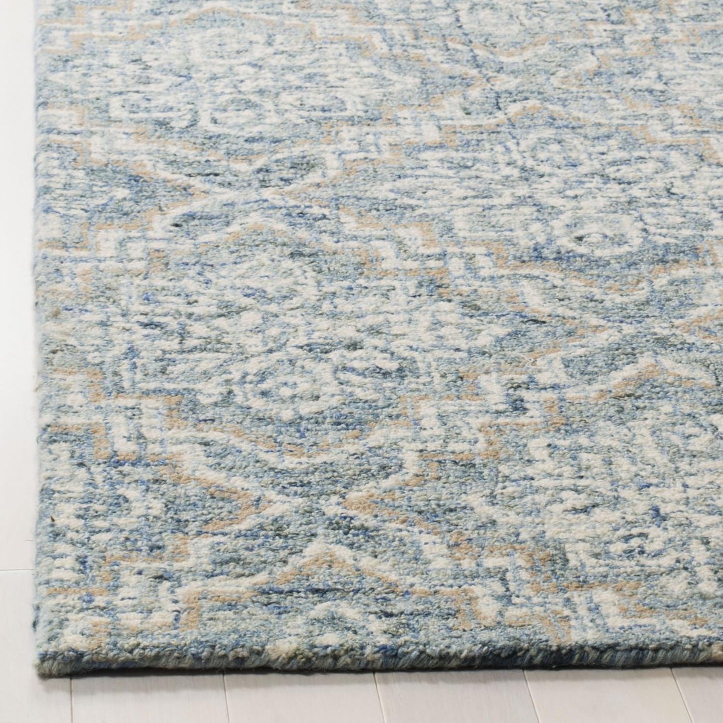 SAFAVIEH Abstract Collection Accent Rug - 4' x 6', Blue & Grey, Handmade Wool, Ideal for High Traffic Areas in Entryway, Living Room, Bedroom (ABT201A)