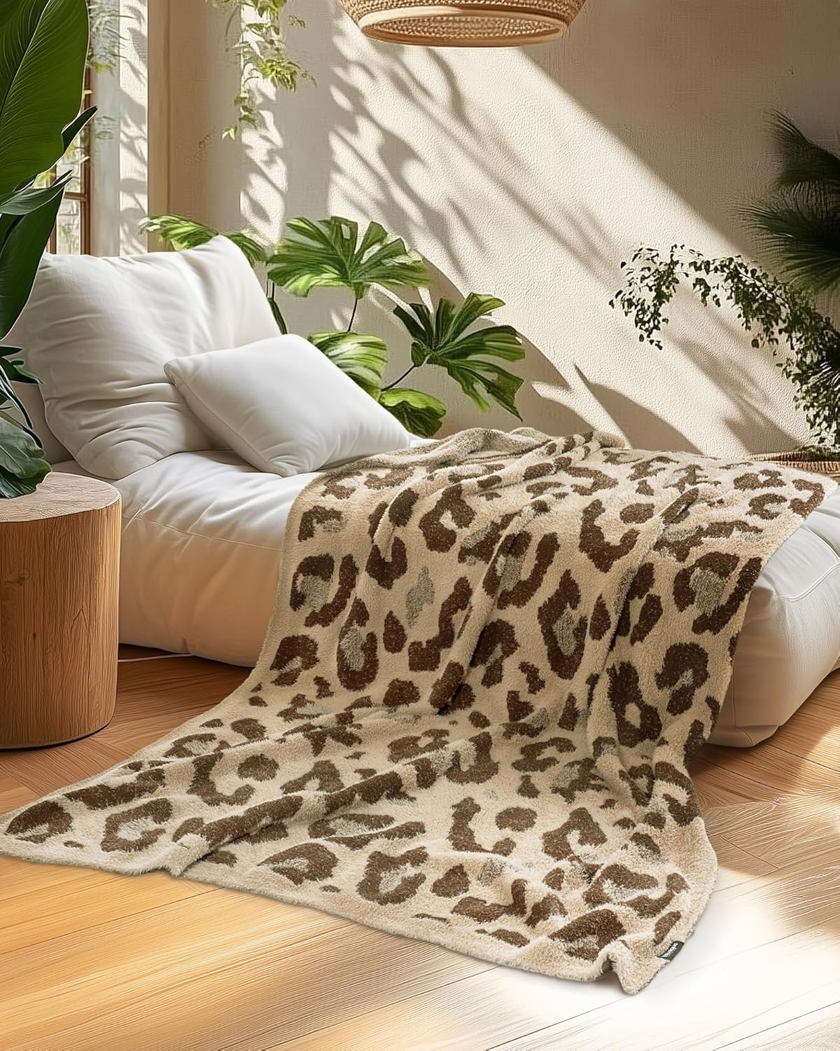 Leopard Throw Blanket for Couch Bed Sofa Ultra Soft Cozy Animal Print Blanket, Lightweight Western Decor Plush Cheetah Throw, Blanket for Women & Teen Girls 60x80 Inches Brown