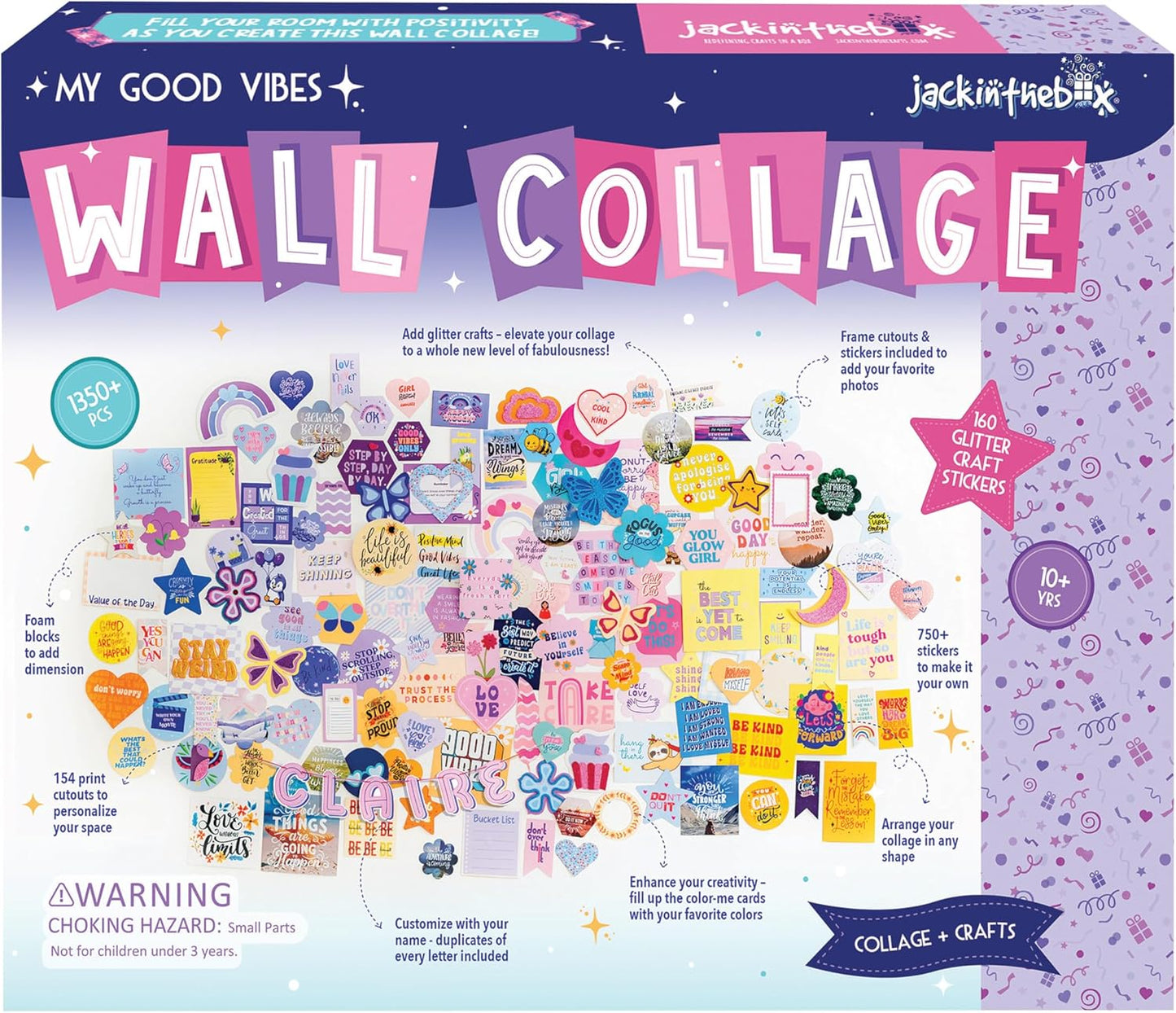 jackinthebox DIY Wall Collage Kit with Glitter Crafts, 1350 PCS, Aesthetic Wall Decor for Teen & Tween Girls, Great for 11 12 13 14 15 Year Old Girls...