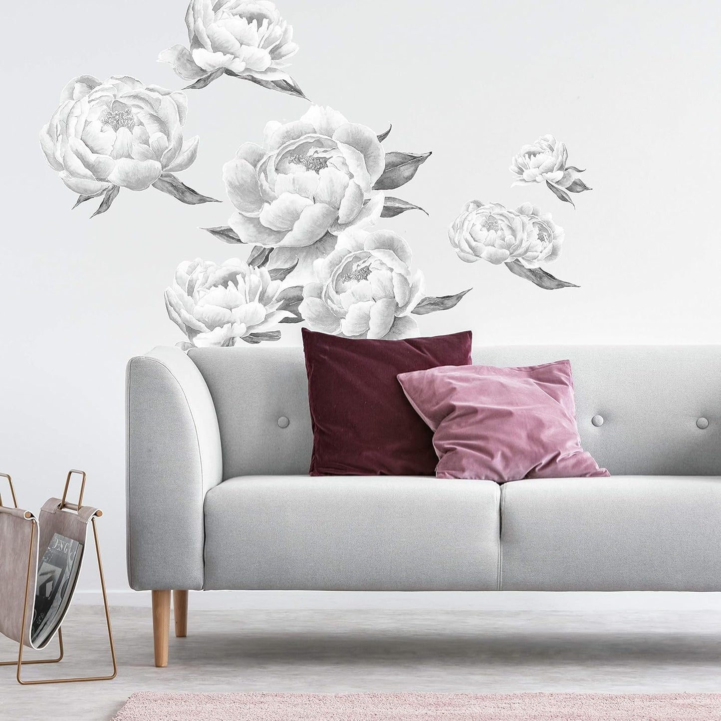 RoomMates RMK4413GM Black and White Peonies Giant Floral Peel and Stick Wall Decals