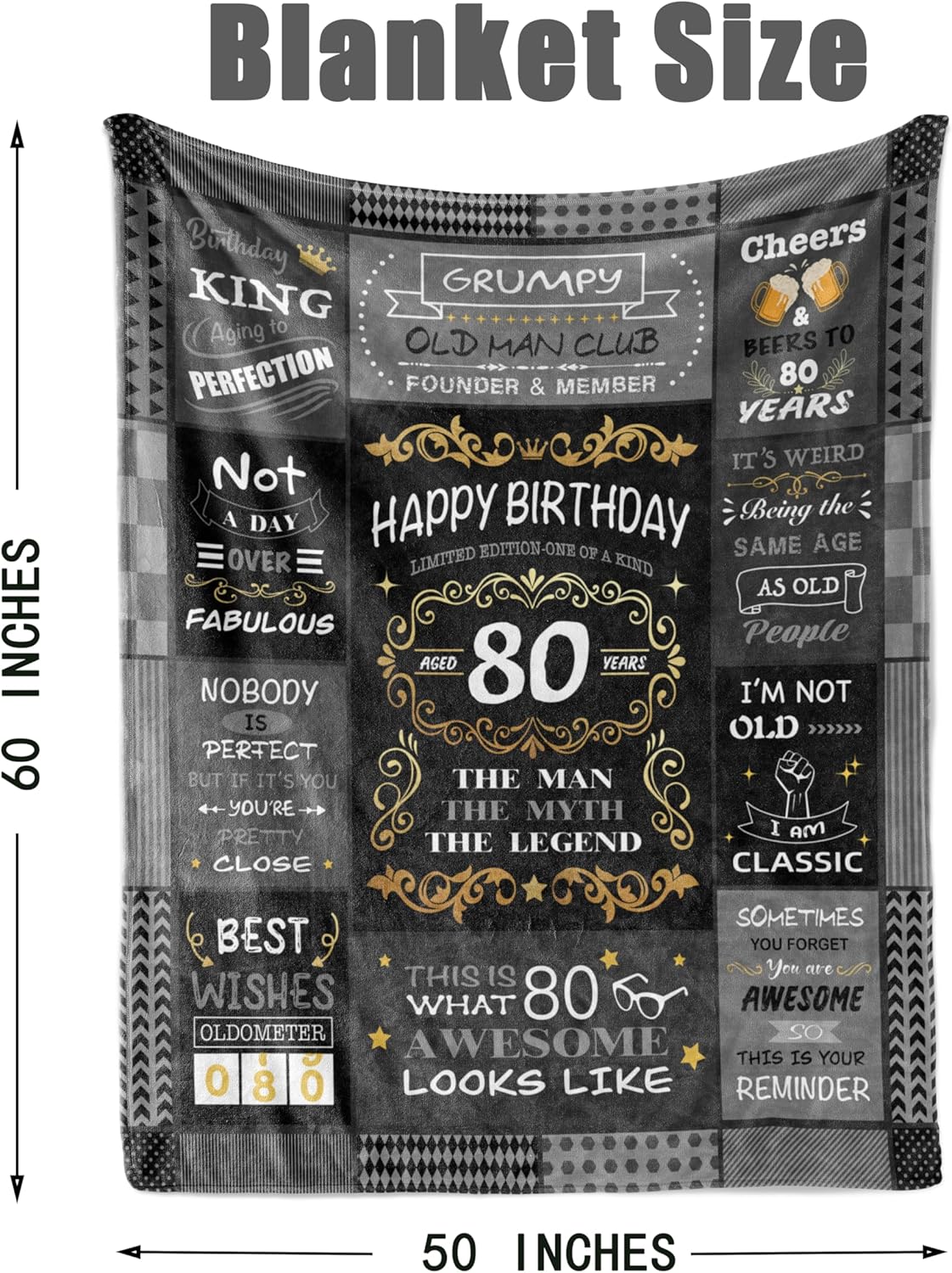 80th Birthday Gifts for Men,Gifts for 80 Year Old Man,80 Year Old Birthday Gifts for Men,80th Birthday Decorations,Birthday Gifts for 80 Years Old Man Blanket 50"X60"