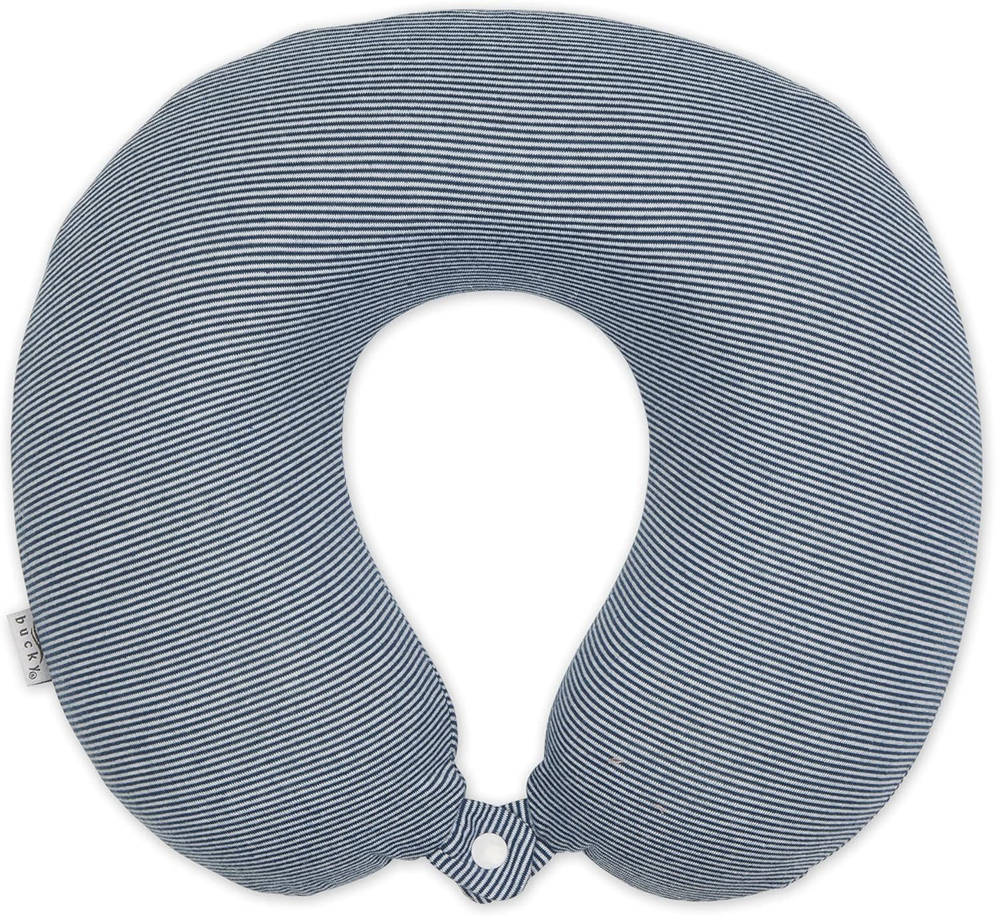 Bucky Jersey Stripe Comfort Travel Accessories, Memory Foam Neck Pillow, Navy Stripe, One Size