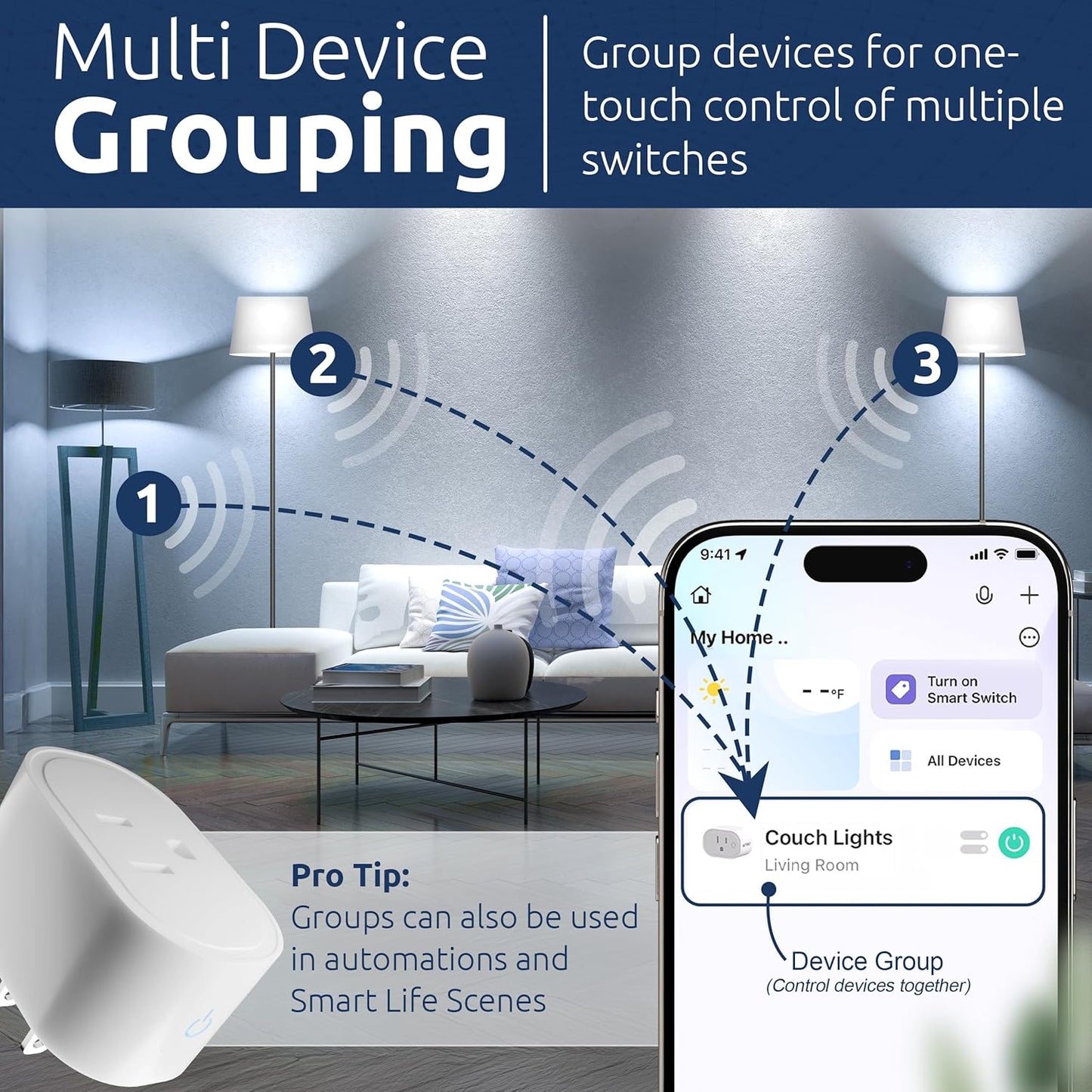 Smart Plug | Compatible with Alexa, Google Home Assistant, iPhone, Siri, Android, Power Tracking 15A 1800W, No Hub or Subscription Required, Apple Intelligence, Gemini (Non-Monitoring, 4)