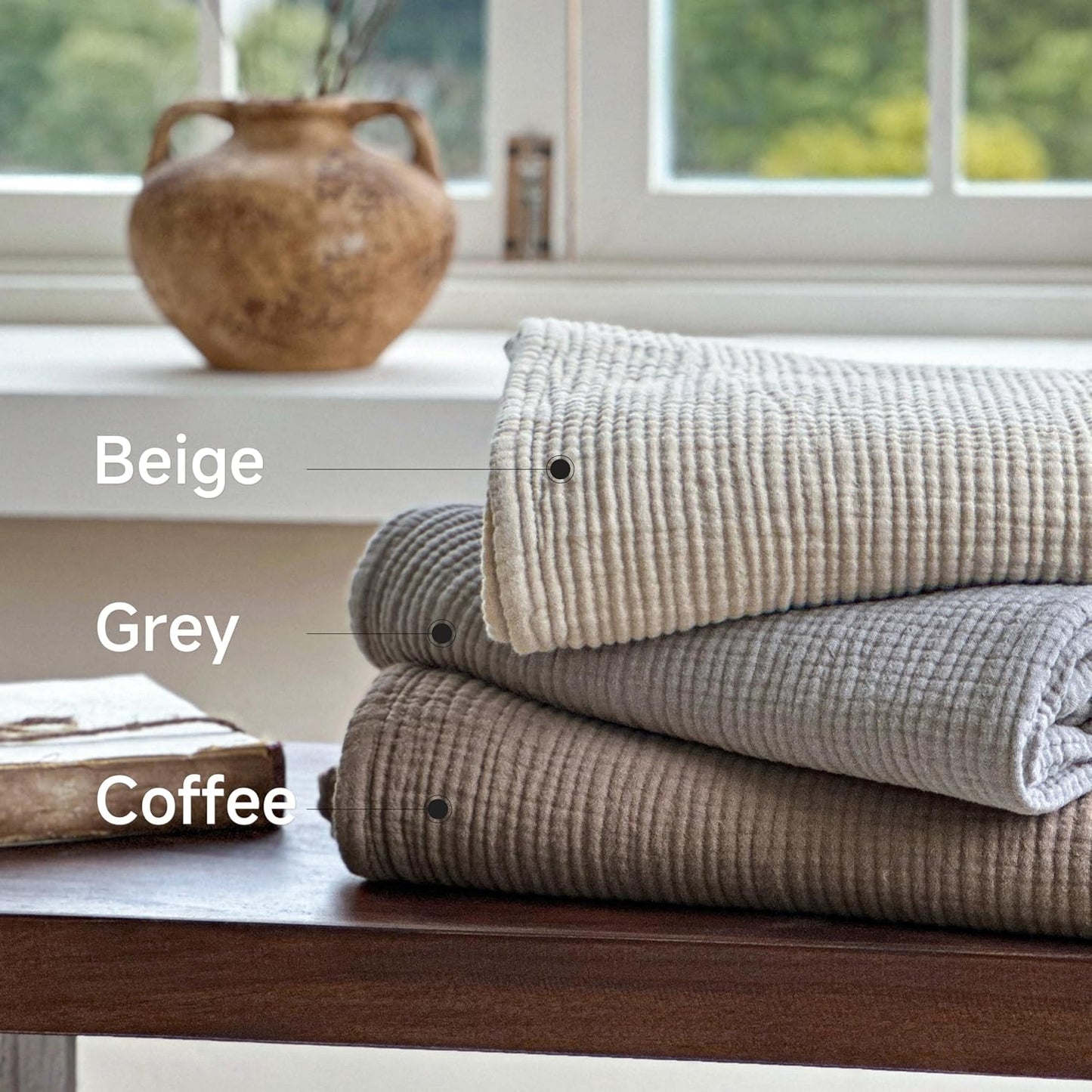 Simple&Opulence 100% Cotton Muslin Blanket King Size, Lightweight Breathable 4 Layering Gauze Blanket for Bed Couch Camping, Soft Bedspread Coverlet All-Season Use (Grey, 104" x 92")