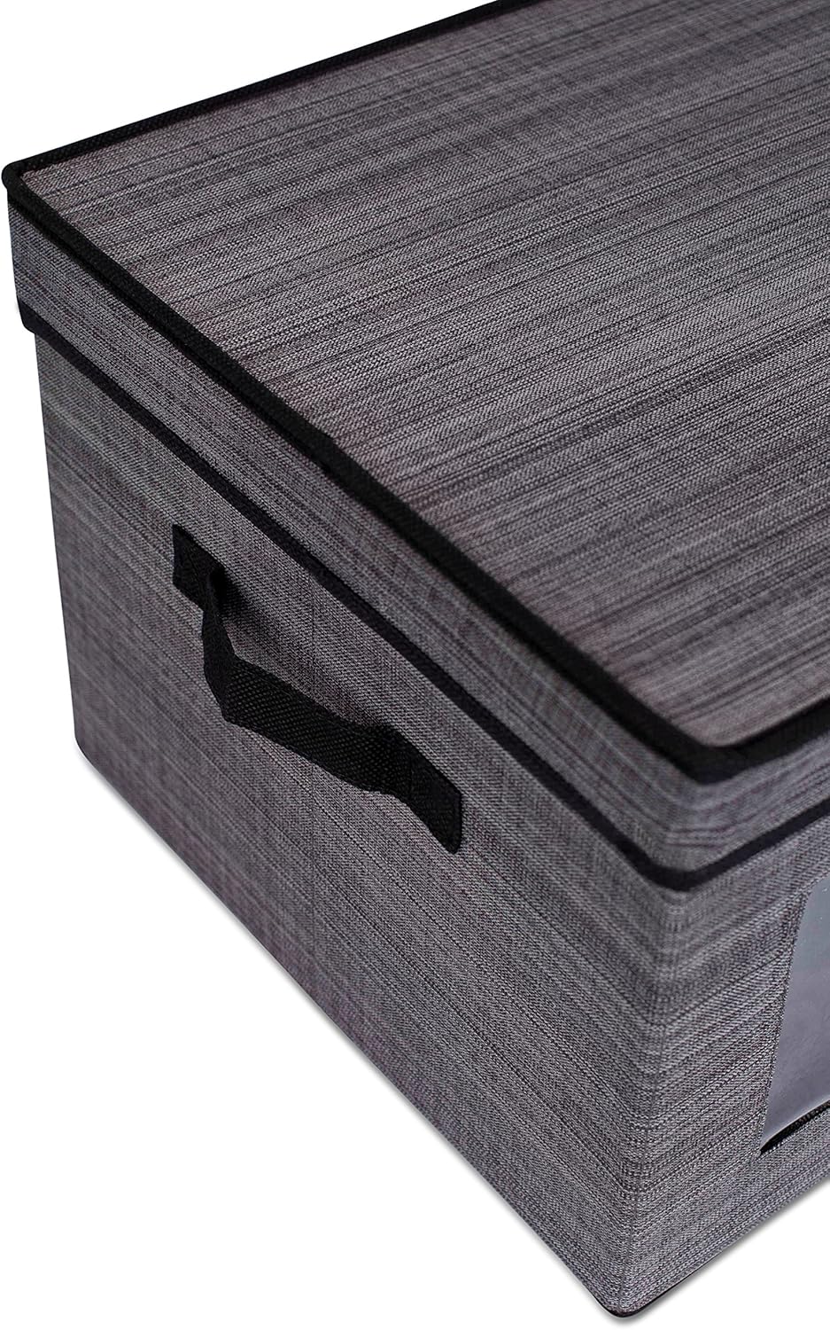 Internet's Best Storage Box with Window - Durable Storage Bin Basket Containers with Lids and Handles - Clothes Nursery Toys Organizer - Grey