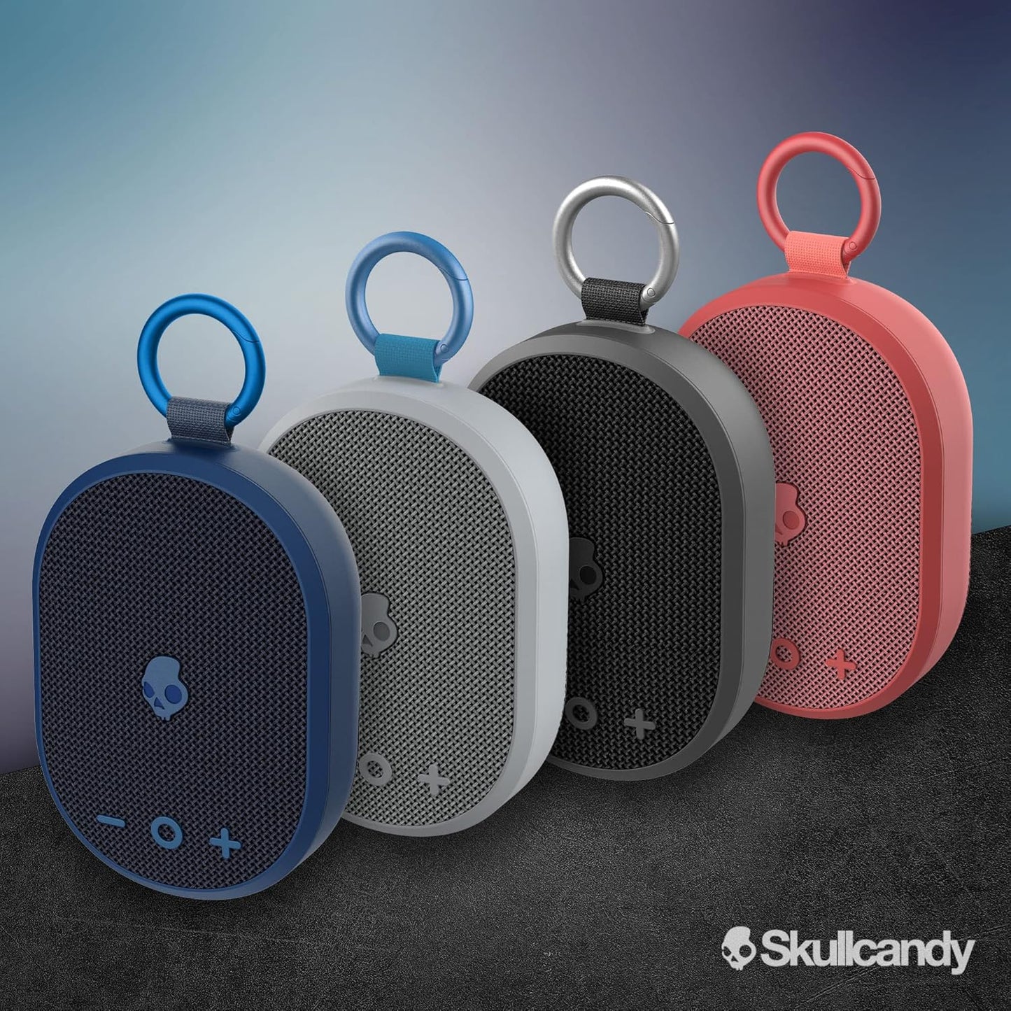 Skullcandy Kilo Wireless Bluetooth Speaker - IPX7 Waterproof Mini Bluetooth Speaker with 24 Hour Battery, Downward Firing Passive Radiator, and True Wireless Pairing - Perfect for Outdoor (Navy)