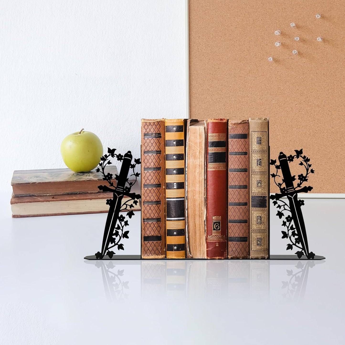 Cute Book Ends for Shelves – Decorative Dagger-Themed Bookends for Shelves, Unique Bookends for Home, Office, or Gift – Sturdy Metal Book Ends Decorative