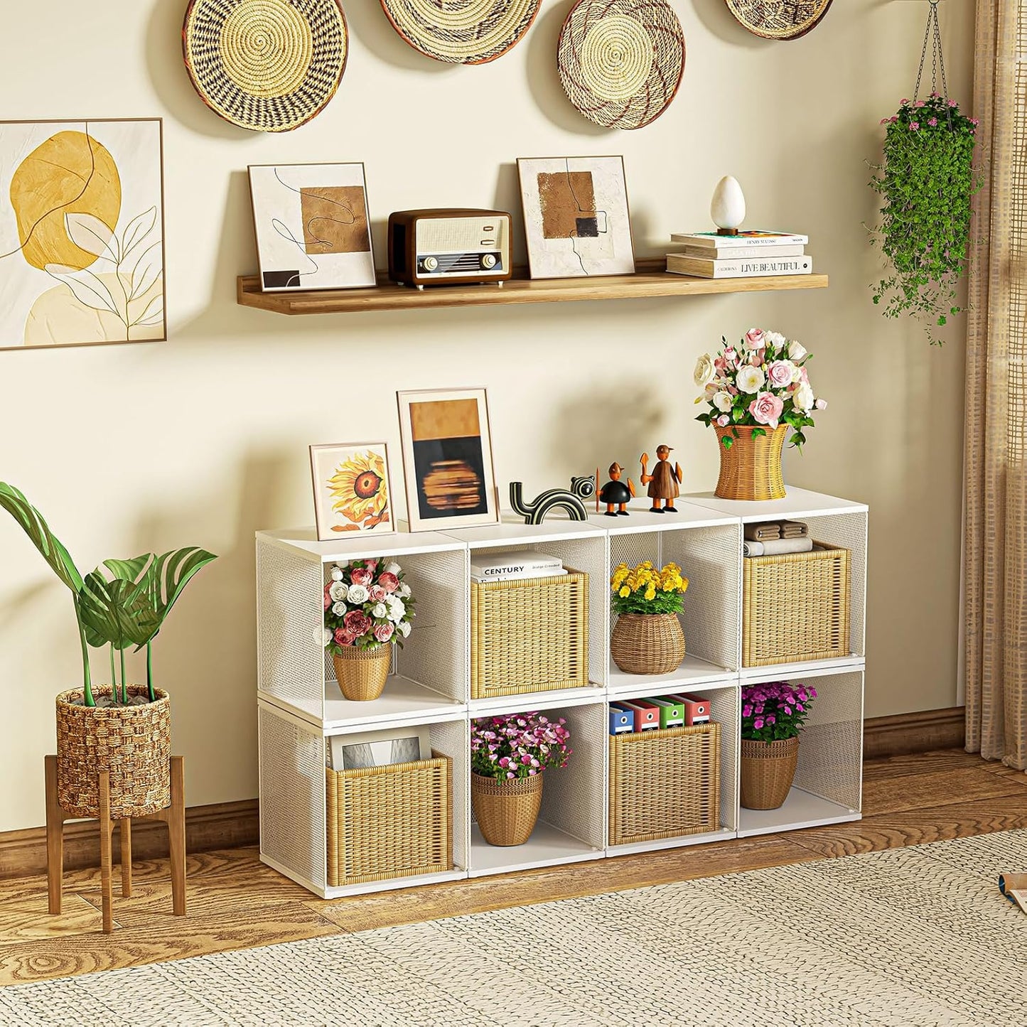 2 Cube Organizer Bookshelves DIY Variable Stackable Cube Storage Organizer for Kid Bedroom,Living Room,Small Bookshelf White