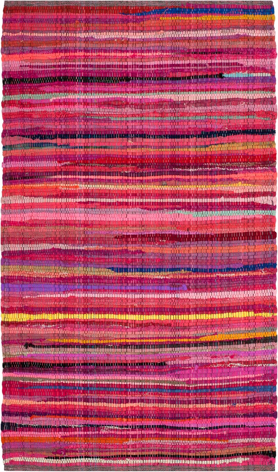 SAFAVIEH Rag Rug Collection Accent Rug - 2' x 3', Red & Multi, Handmade Boho Stripe Cotton, Ideal for High Traffic Areas in Entryway, Living Room, Bedroom (RAR240D)