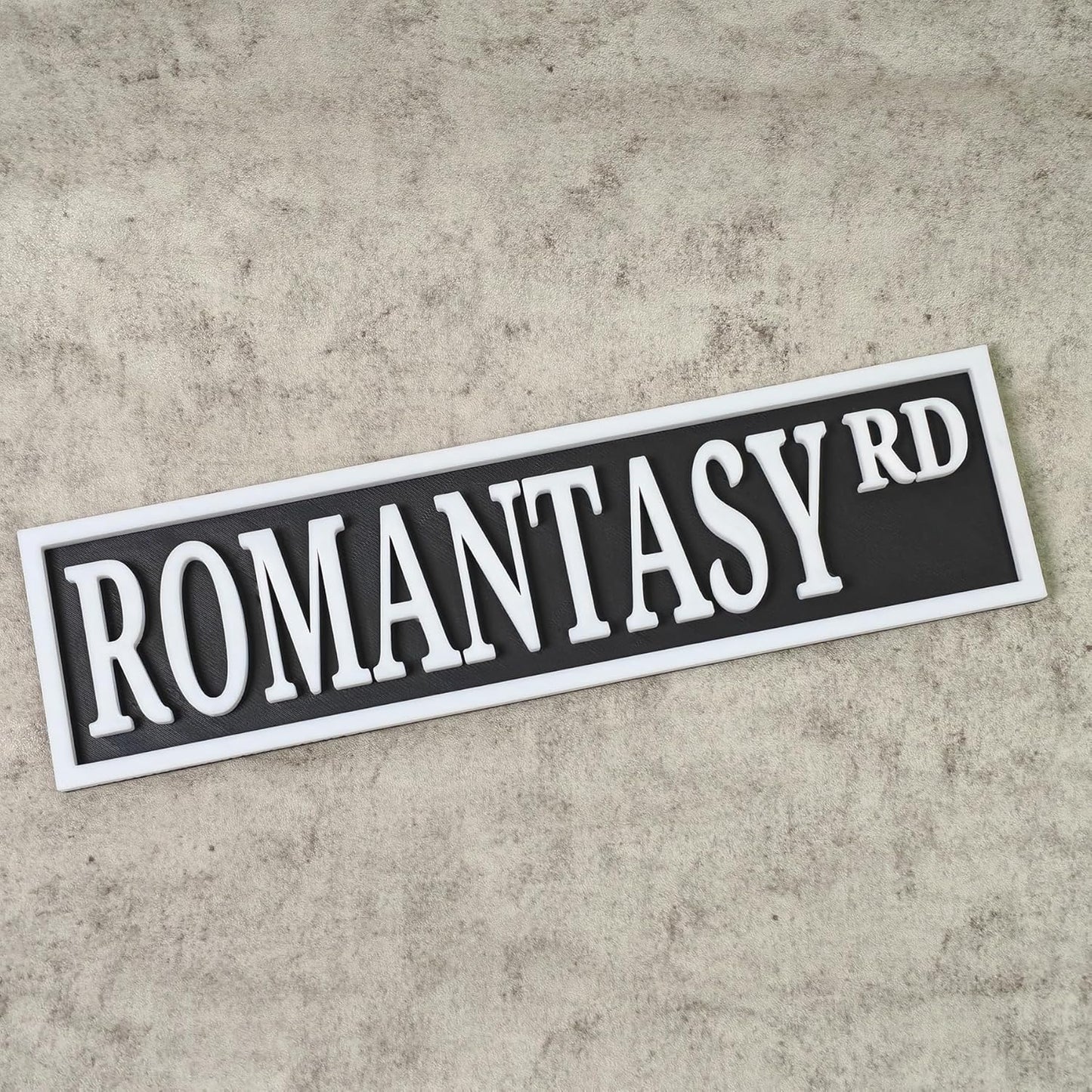 Literary Road Sign Wall Decor - 3D Printed Bookish Gift for Library, Bookshelf or Reading Corner (ROMANTASY RD)