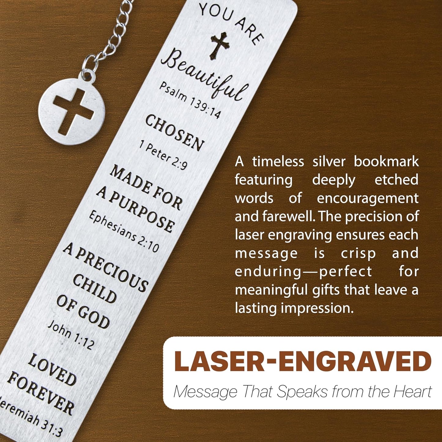 Bible Bookmark Metal Bookmarks Christian Gift for Women Men Girls Boys Baptism and First Communion Graduation and Back to School Religious Inspirational Scripture Verse Bookmark for Book Lovers