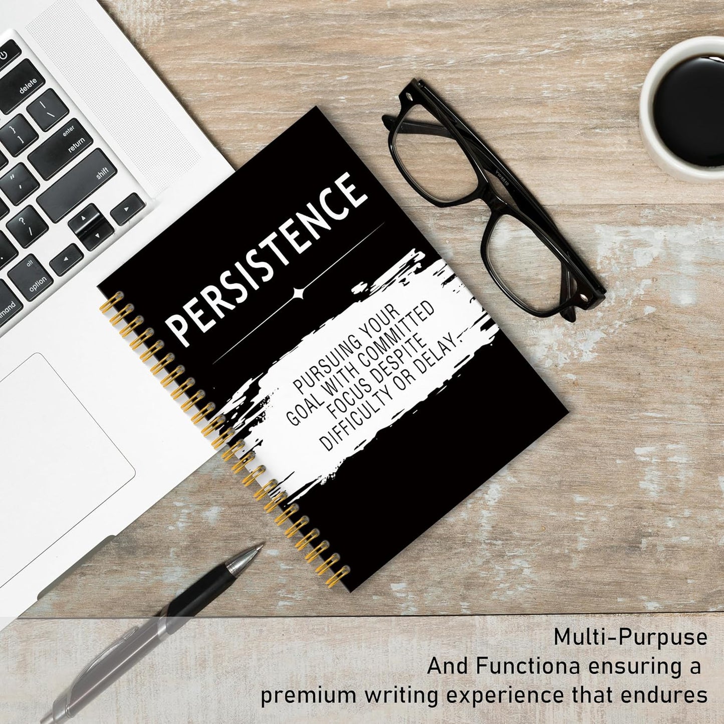 Persistence Quotes Notebook Journal, Inspirational Office Notebooks for Work, Motivational Gifts for Women Men, Gifts for Office Coworkers, Hardcover Spiral Notebook 5.5x8.3