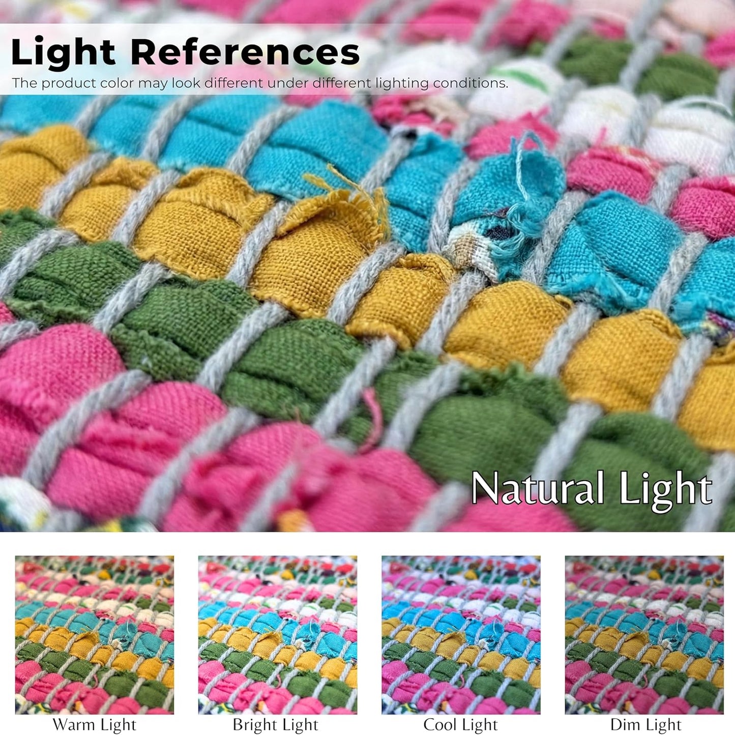 100% Cotton Rag Rug 24x36 - Multicolor Chindi Rug - Hand Woven & Reversible for Living Room Kitchen Entryway Rug -Multi Color