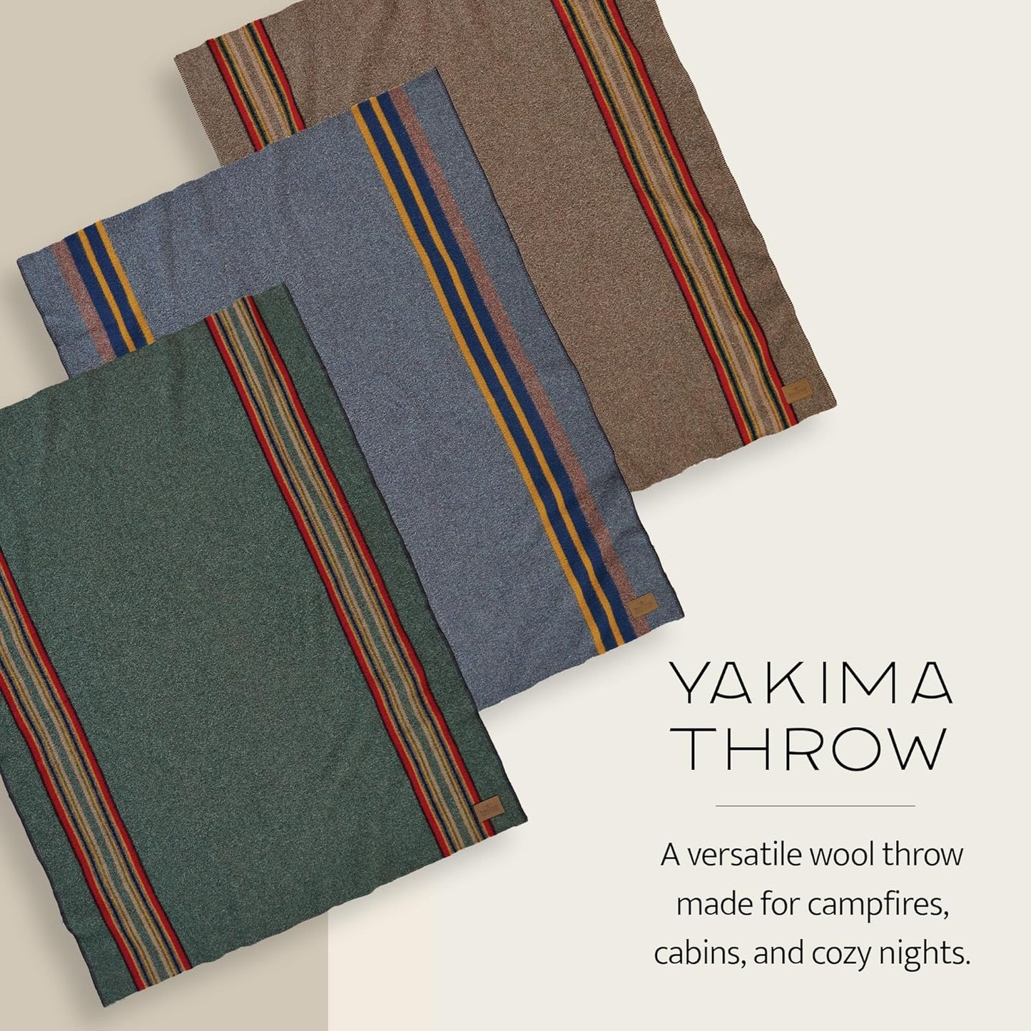 Pendleton Yakima Throw 54" x 66" - Wool Cotton, Soft and Durable Wool Throw for Home and Travel - Mineral Umber