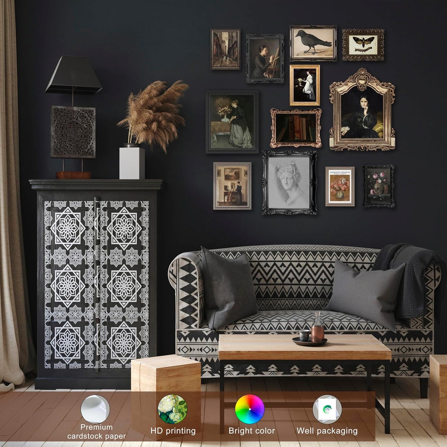 MAZUKO 12PCS Dark Academia Wall Art – Antique Victorian Portrait Prints, Cottagecore Dorm Home Decor, Moody Vintage Ladies Wall Decor for Bedroom, Gothic Aesthetic Room Decorations - UNFRAMED (Dark 7)