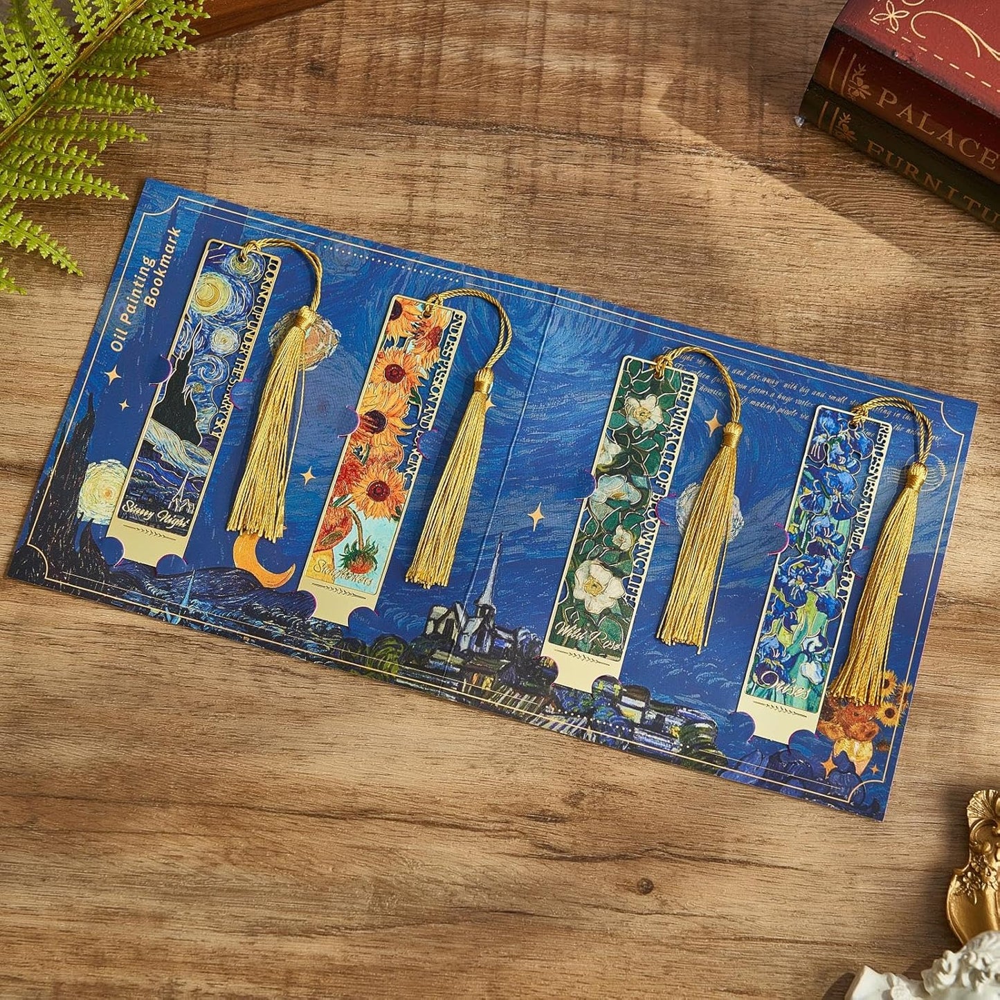 4Pcs Metal Bookmarks with Tassels, Art Van Gogh Book Marker for Women,Museum Gift Book Lover Gifts for Teacher, Writes, Readers