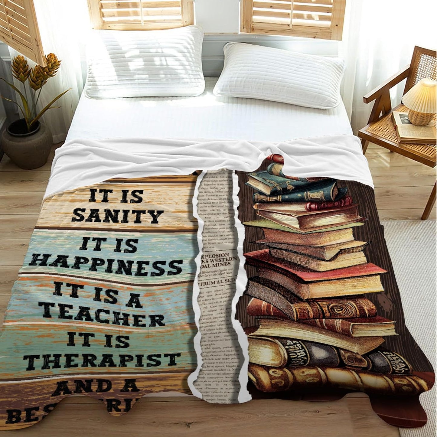 Book Blanket Vintage Book Lovers Throw Blanket - Gifts for Women-Super Soft Flannel Blanket for Sofa Couch Bed Camping Travel - Plush Warm Cozy Home Decor for All Seasons,40"x50"for Kids/Baby