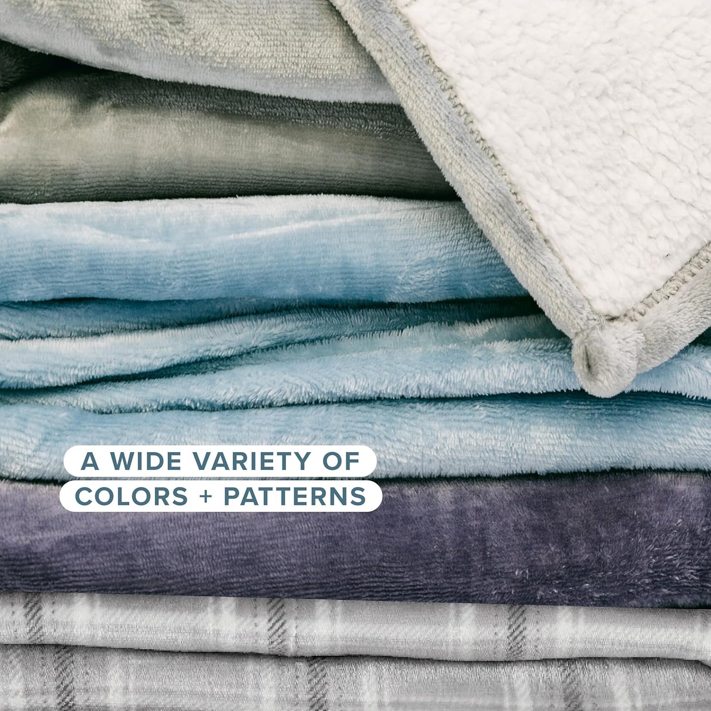 Bare Home Sherpa Fleece Blanket - Throw/Travel Size - Blanket for Bed, Sofa, and Couch - Warm & Lightweight - Fluffy & Soft - Reversible (Throw/Travel, Grey)