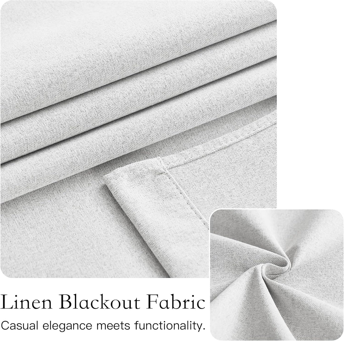 NICETOWN 100% Linen Blackout French Door Curtains, 30 x 69 inches Long Farmhouse Privacy Door Window Covering, Room Darkening Blinds, Thermal Insulated Shades for Bedroom, 1 Panel, White