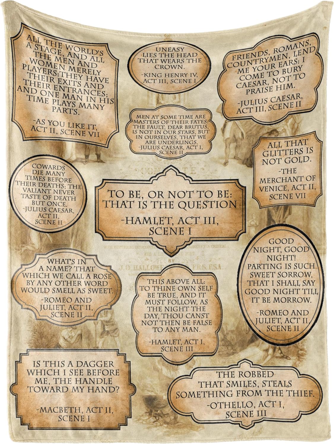 Shakespeare Blanket Gifts for Women Men - Gift for Book Theater Lovers Writers - Birthday Christmas Funny Deco - 60" x 80"