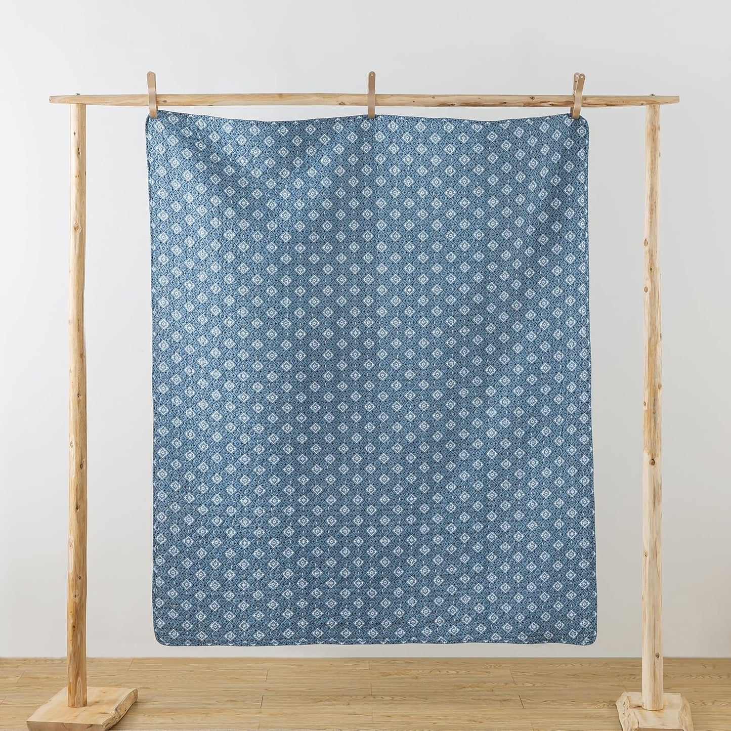 SLPR Pacific Coast 50" x 60" Quilted Throw Blanket, Blue and White Floral Patchwork Throw Quilt for Couch and Bed, Lightweight Lap Quilt