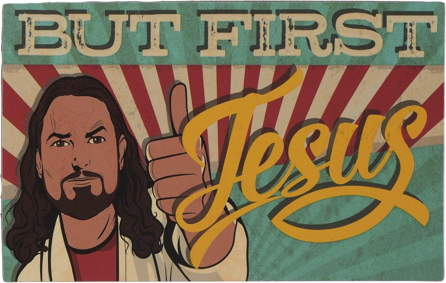 Funny Magnets for Magnetic Dry Erase Board, Mini Fridge, Home Office Decor Dorm Refrigerator Locker Accessories and Decorations, But First Jesus Retro Vintage