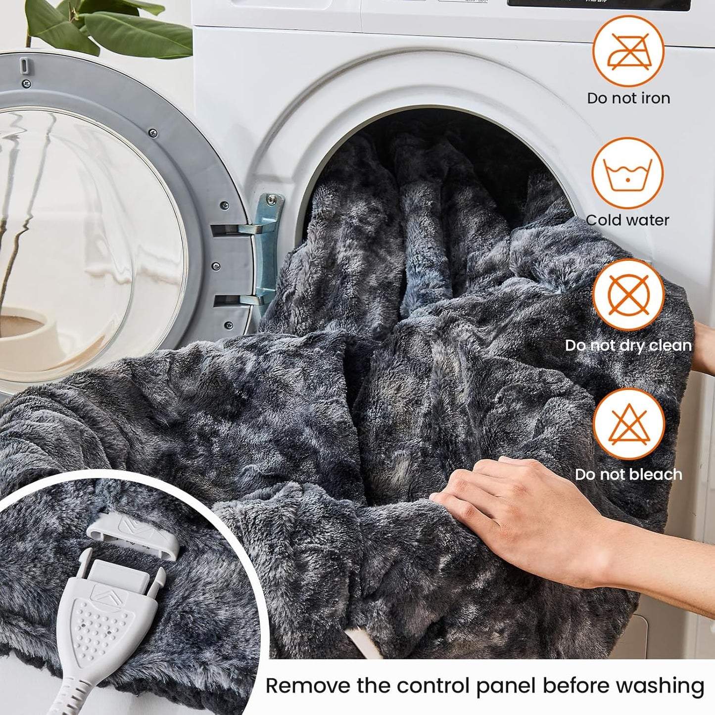 Electric Heated Throw Blanket - Faux Fur Sherpa 50"x60" Fast Heating Bed Blankets Throw with 6 Heating Levels & 4 Hours Auto Off, Over-Heat Protection ETL, Black