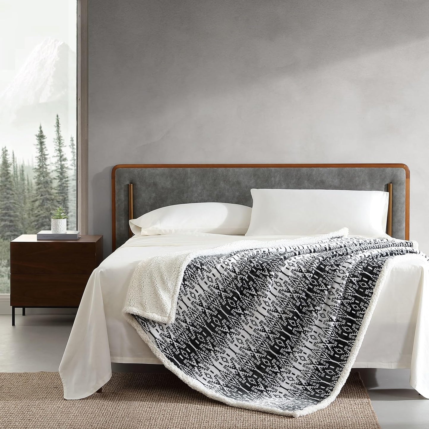 Eddie Bauer - Throw Blanket, Brushed Fleece & Plush Sherpa Soft Bedding, Blanket for Couch & Bed (San Juan Grey, 50" x 60")
