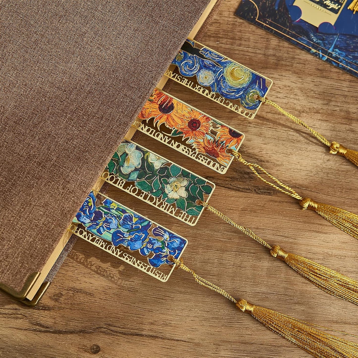 4Pcs Metal Bookmarks with Tassels, Art Van Gogh Book Marker for Women,Museum Gift Book Lover Gifts for Teacher, Writes, Readers