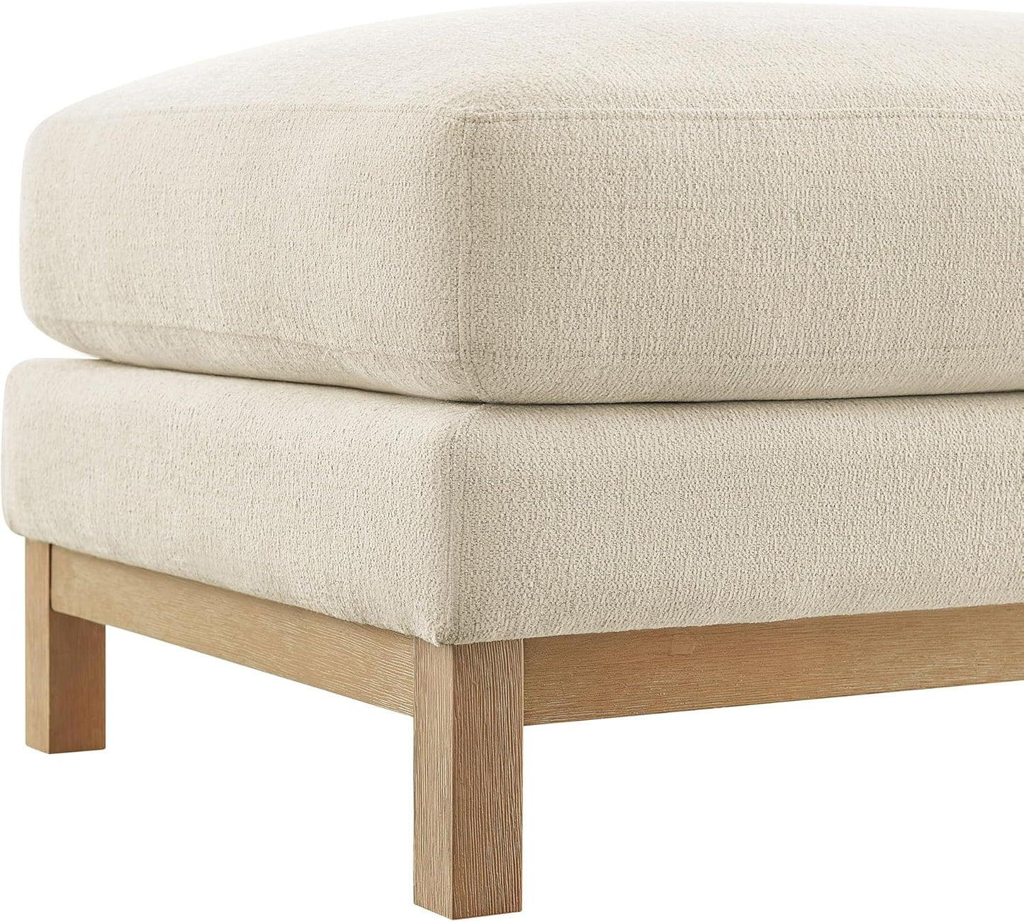Modway Roscoe Fabric Ottoman in Ivory - Upholstered Rectangular Footstool for Living Room, Bedroom, or Lounge Seating