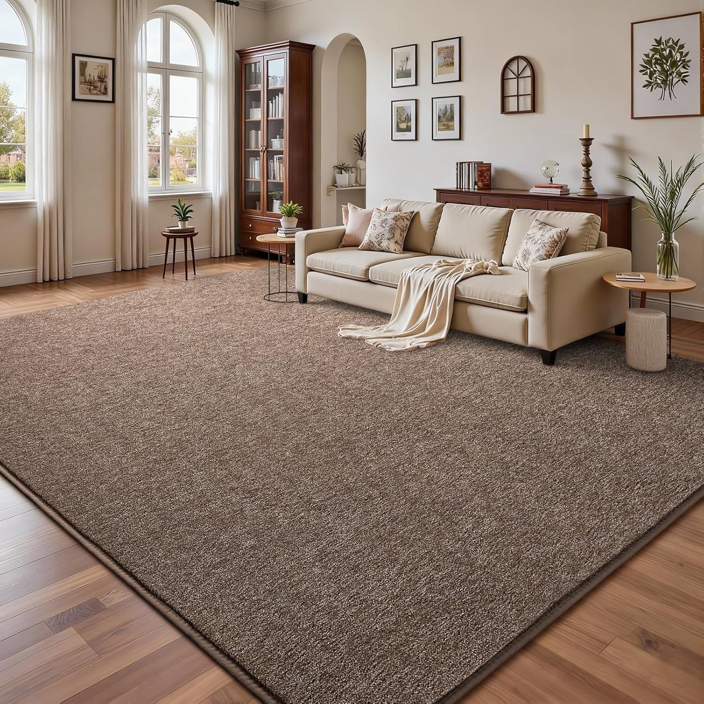 DweIke Rugs for Bedroom Living Room, 5x7 ft Brown Area Rug, Washable Memory Foam Indoor Carpet, Modern Non-Slip Ultra Soft Carpets for Kids Boys Girls Adults Nursery Dorm Home Decor