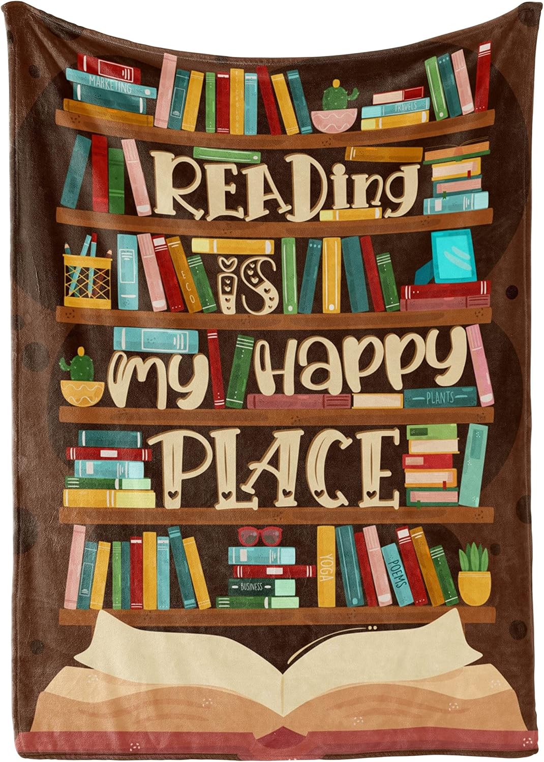 InnoBeta Book Lovers Throw Blanket - Gifts for Women Men Book Lover, Librarians and Readers - 50" x 65", Brown