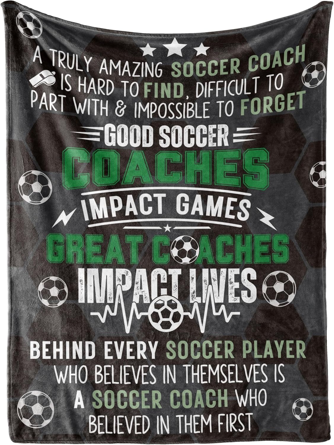 InnoBeta Soccer Coach Gifts Blanket for Men, Throw for Teacher Coach Sports Fans Adults - Impact Lives, 60" x 80"