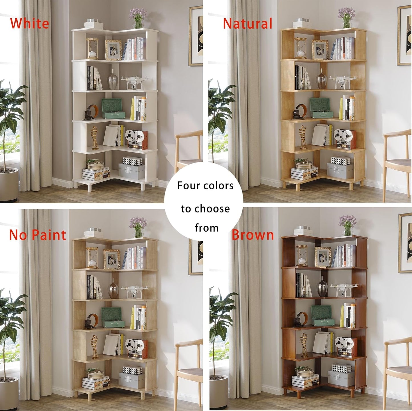 Corner Bookshelf, Multi-Layer Display Shelf, Corner Cube Toy for Small Space, Book Storage, Wooden Cube Corner Bookshelf for Game Room, Bedroom, Living Room, White