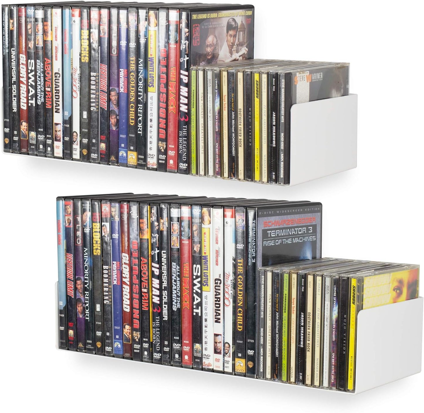 Wallniture U Shape Floating Metal Bookshelf White Set of 2