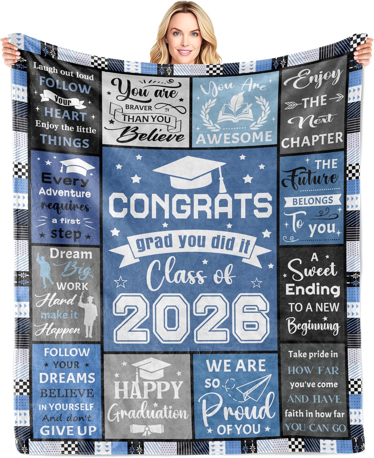 2026 Graduation Gifts for Him/Her Blanket 60"x50", Class of 2026 High School College Masters Degree Graduation Gifts for Him Men, 2026 Graduate Decorations