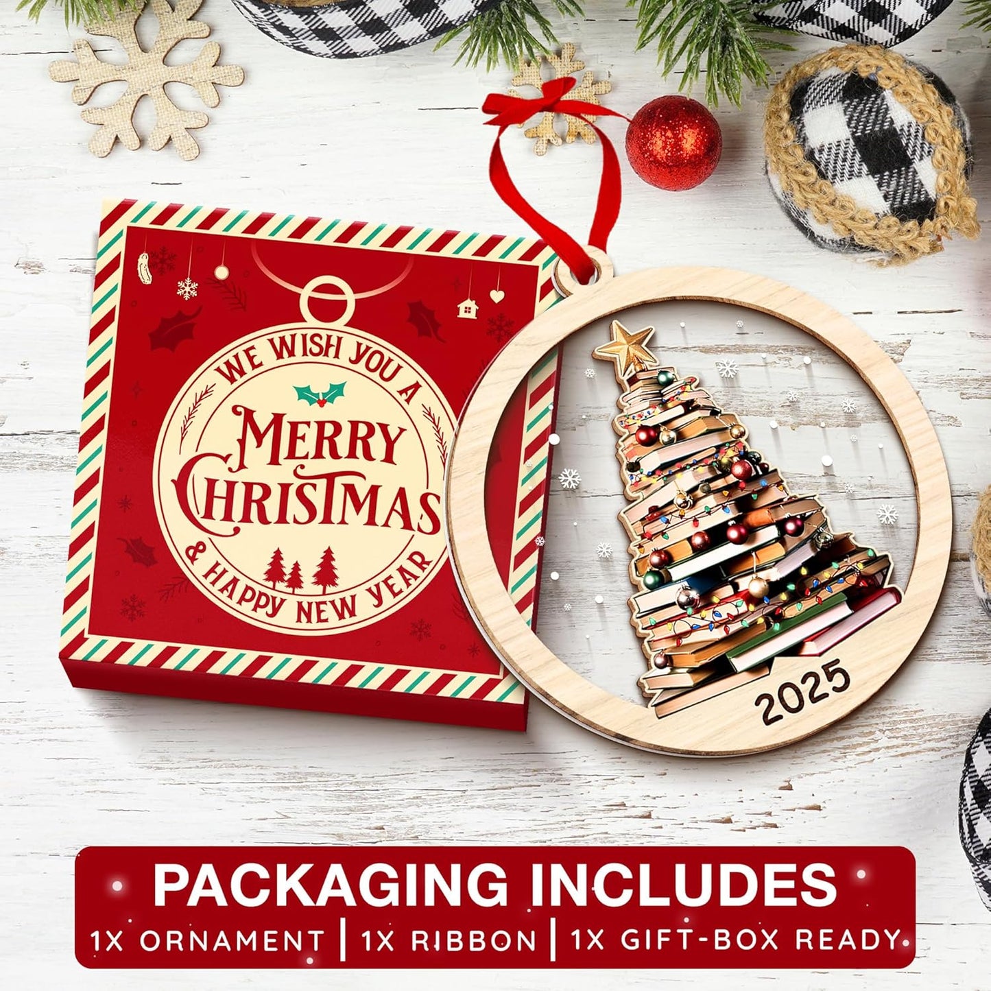 Book Ornament for Christmas Tree - Book Lover Gifts for Women - Ideas Gifts for Readers Book Lovers Women, Bookish Gift, Ideas Gift for Readers, Books Club Ornaments, Bookworm's Present